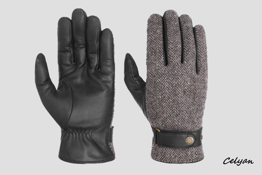 Guantes de Piel Herringbone Wool