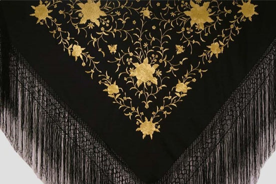 Mantón Bordado Negro Dorado