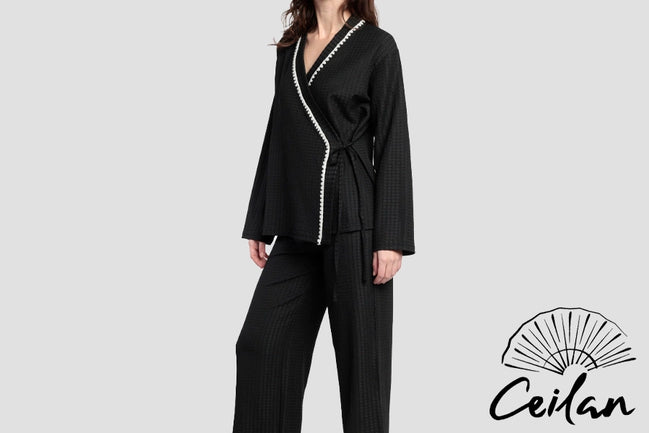 Pijama Manga Larga Abierto Cruzado