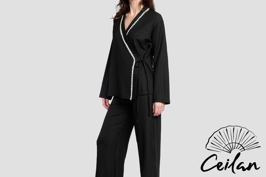 Pijama Manga Larga Abierto Cruzado