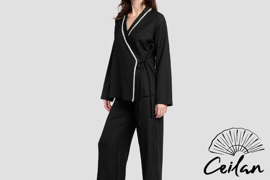 Pijama Manga Larga Abierto Cruzado