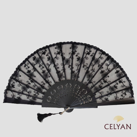 Abanico Encaje Negro R 1042