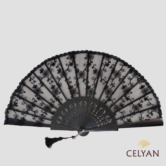 Abanico Encaje Negro R 1042