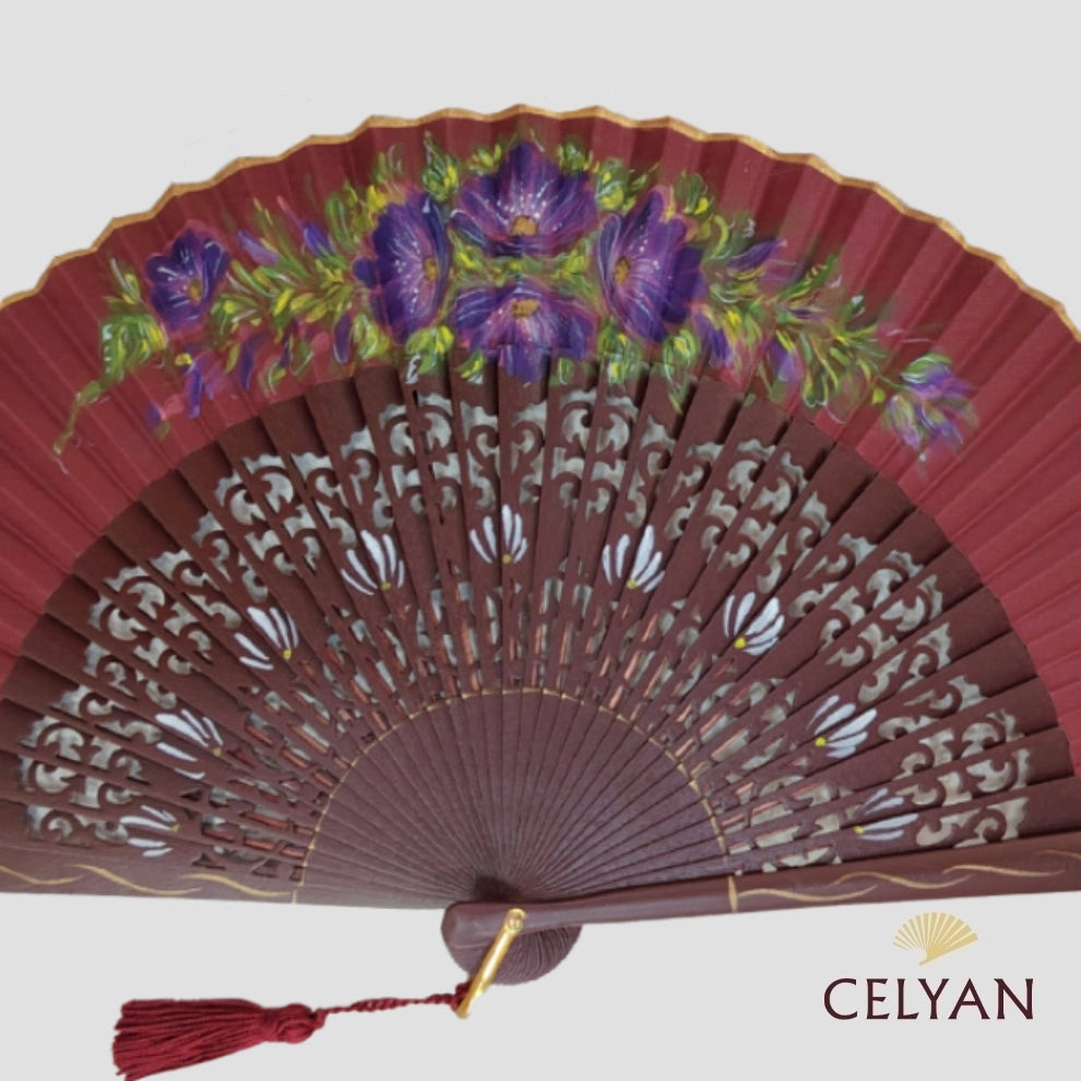 Abanico Floral Burdeos B 1324