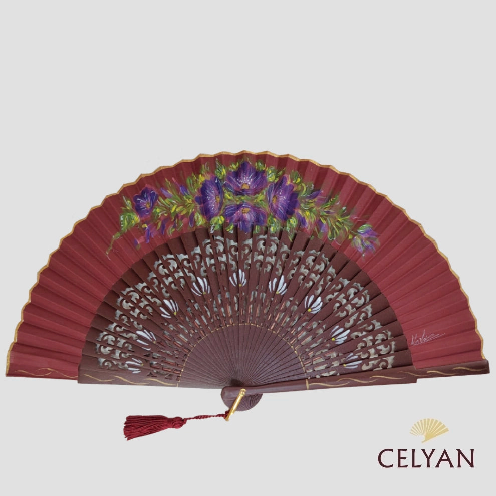 Abanico Floral Burdeos B 1324