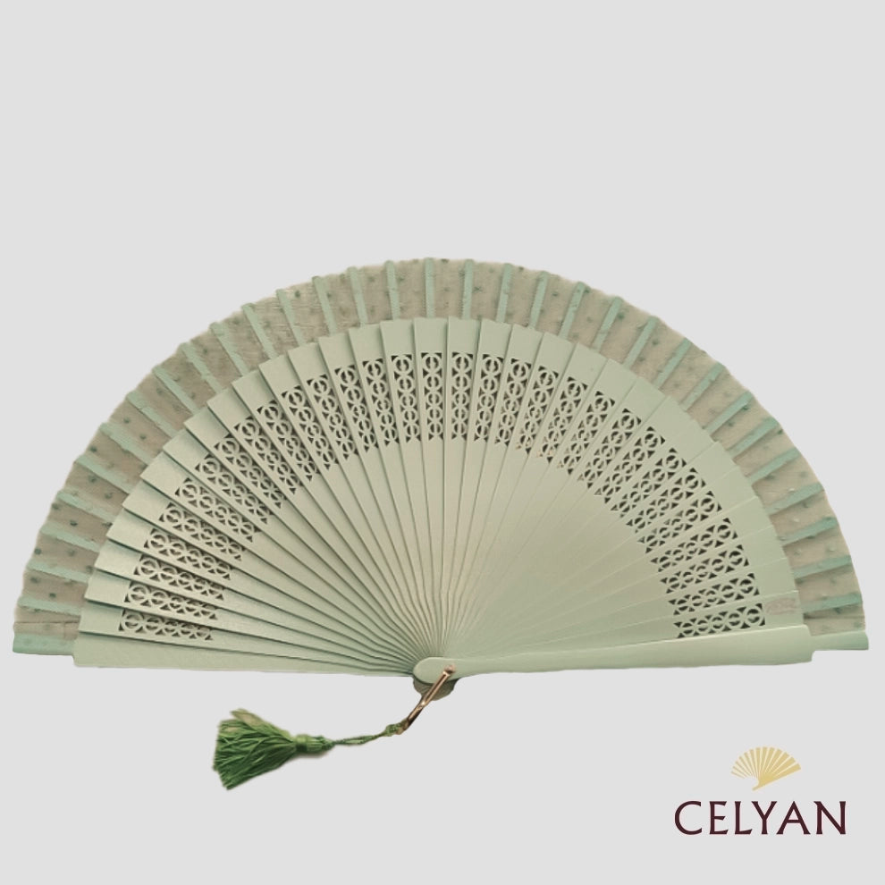 Abanico Plumeti Verde Agua R 1248
