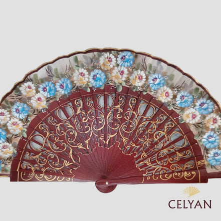 Abanico Burdeos Floral R 779