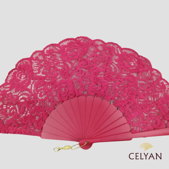 Abanico Encaje Fresa Ad 1609