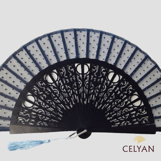 Abanico Encaje Plumeti Azul Marino R 944