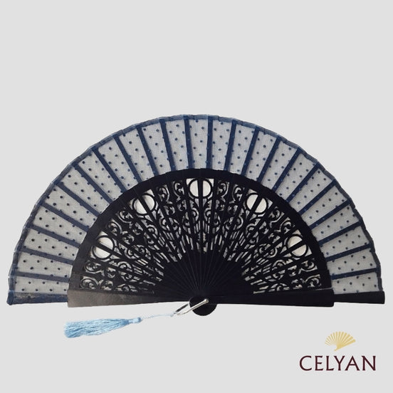 Abanico Encaje Plumeti Azul Marino R 944