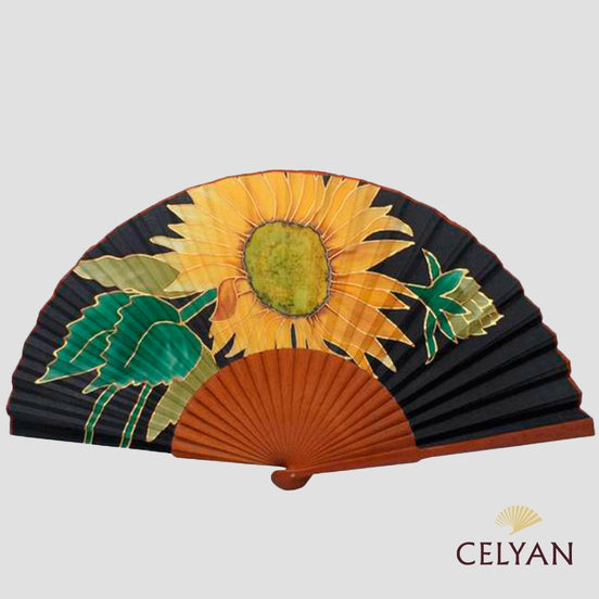 Abanico Seda Girasoles Ch 30