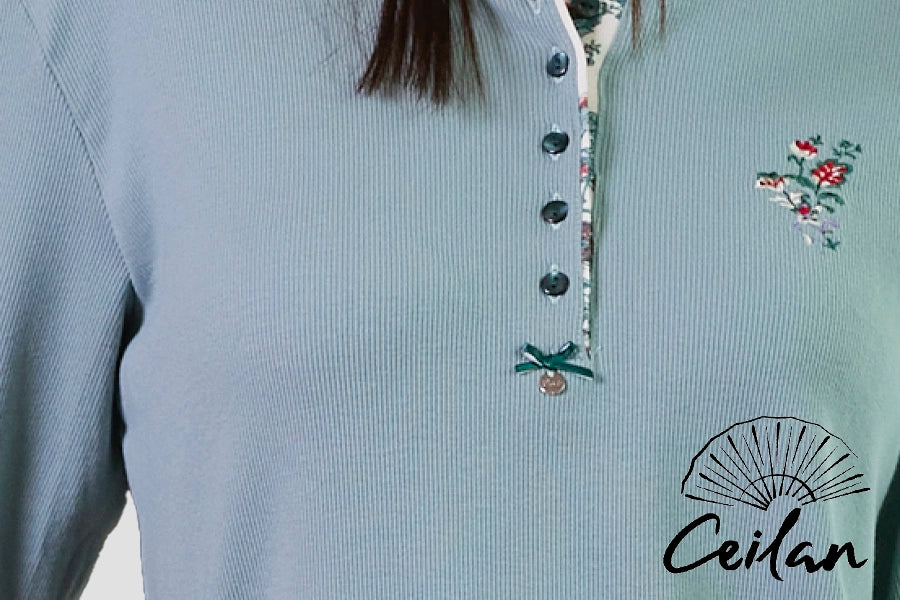 Pijama Flores Verde Varillado