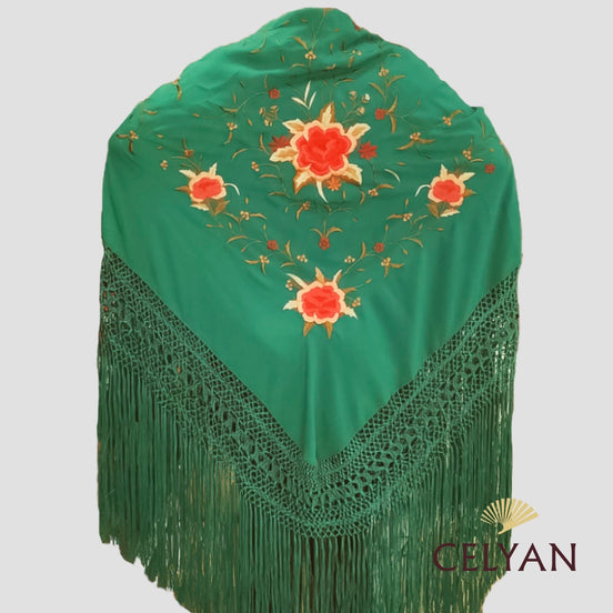 Mantón Bordado Máquina Verde Andalucía