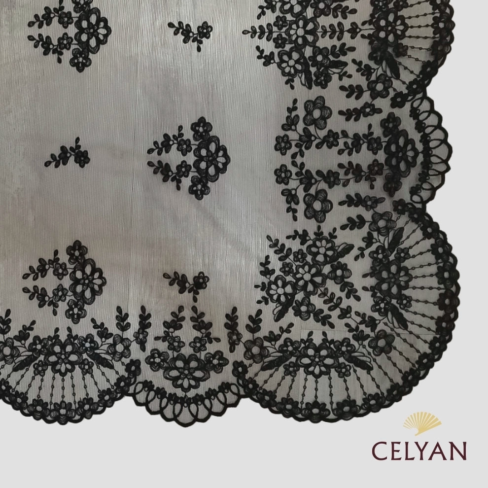Mantilla Tul Cristal Negra A 91