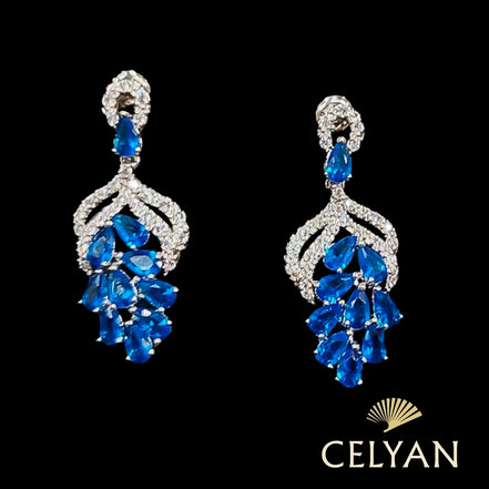 Pendiente Azul Rodio J 20987