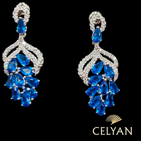 Pendiente Azul Rodio J 20987