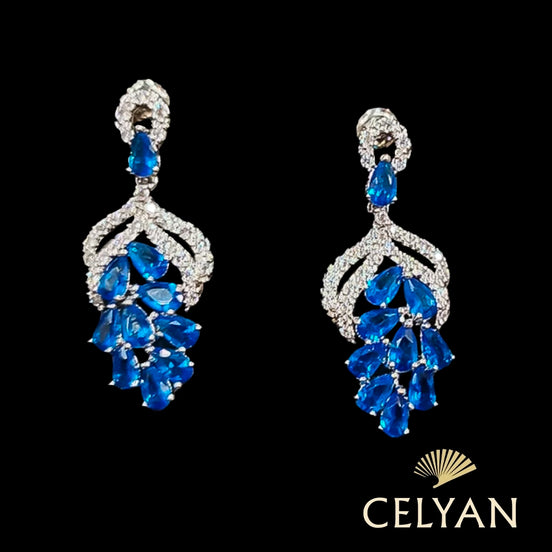 Pendiente Azul Rodio J 20987