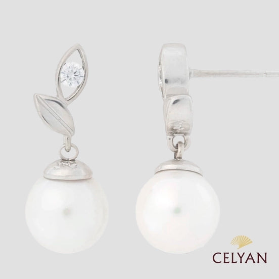 Pendientes Hojas con Perla