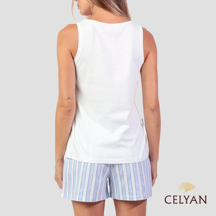 Pijama Sin Mangas Blanco A 64590