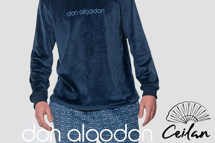 Pijama Hombre Terciopelo Azul