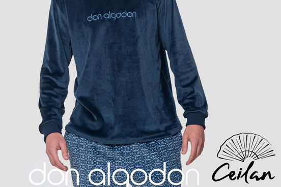 Pijama Hombre Terciopelo Azul