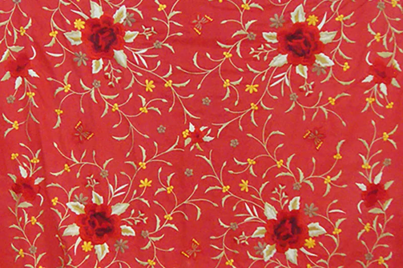 Mantón Bordado Máquina Rojo