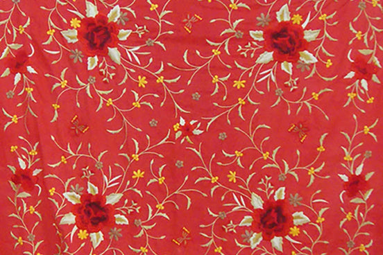 Mantón Bordado Máquina Rojo